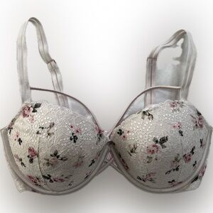 Victoria's Secret - Floral Lace Bra - White and Pink